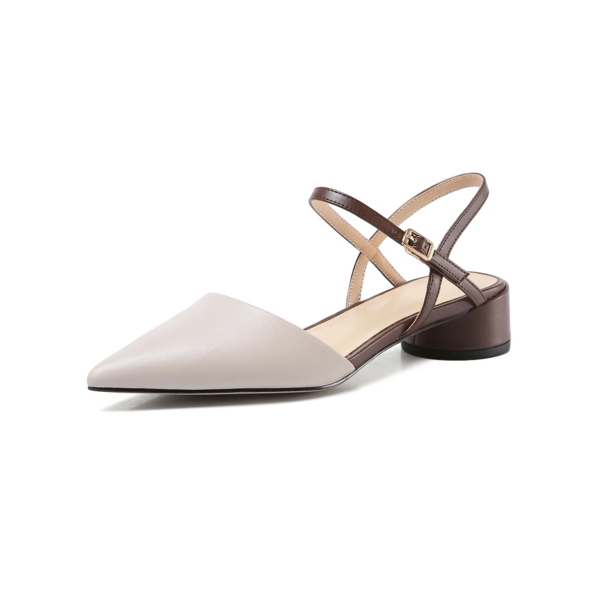 

2020 New fashion basic Genuine leather women sandals thick low heels summer shoes buckle ladies shoes party wedding shoes