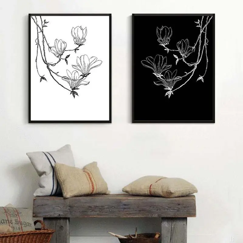 Retro Black and White Plant Flower Tree Decorative Painting Hanging Core for Kids Rooms Bedroom Living Room Home Decor | Дом и сад
