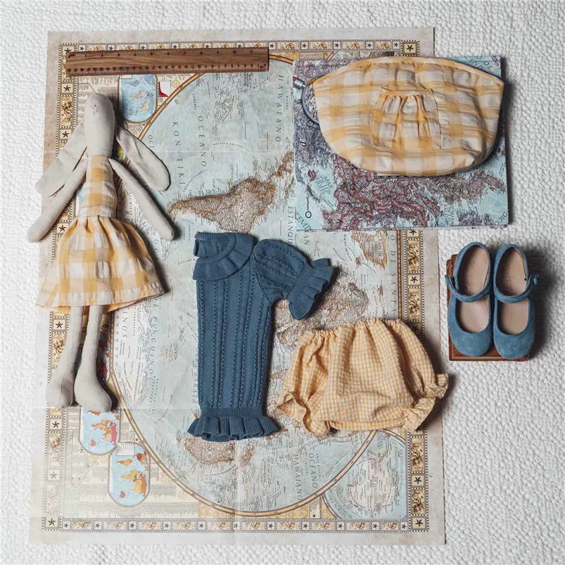 Vintage Children's Pants Fall/Summer Boys Baby Cute Ruffles Bud Pants Shorts Girls Knitted Shorts Kid Bloomers
