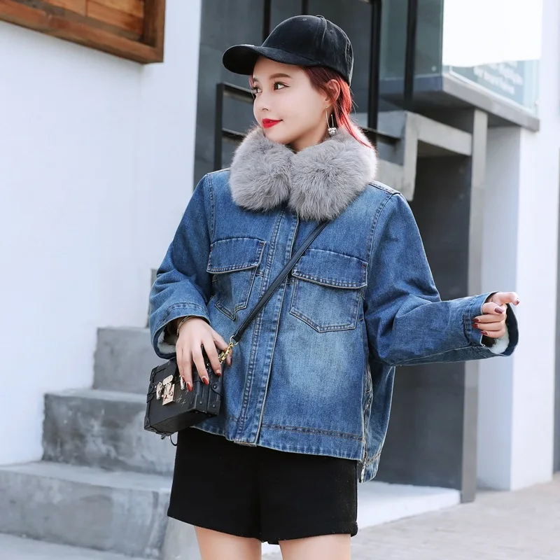 

Autumn And Winter New Style 2018 Short Cowboy Cotton-padded Clothes Cotton Coat Thick plus Velvet Lambs Wool Coat
