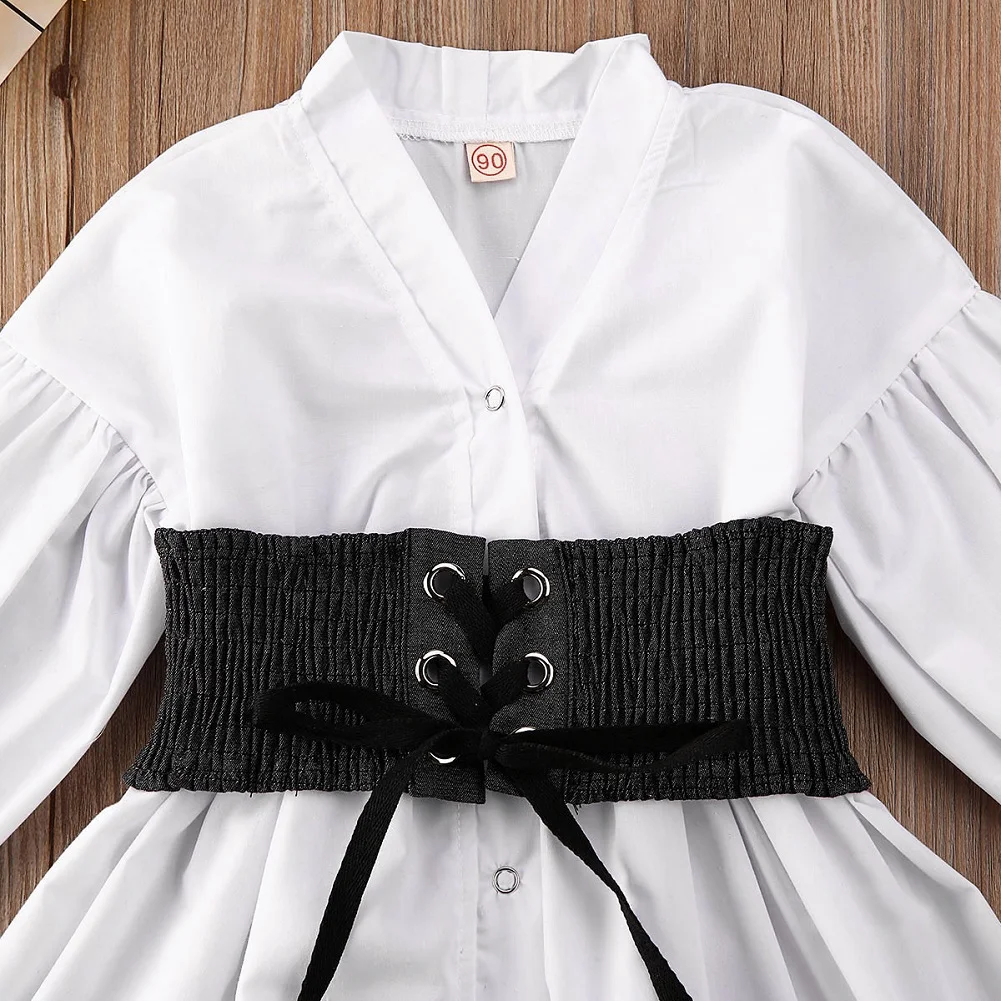 Г. Весенне-осенняя одежда для малышей Одежда для маленьких девочек Рубашка с длинными рукавами-фонариками Топ, платье, наряд с эластичным поясом