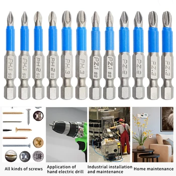 

10pcs Magnetic Screwdriver Bit SetAnti Slip Phillips Electric Power Tool Accessories PH1 PH2 PH3 PZ1 PZ2 PZ3 For Phones Glasses