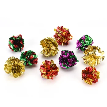 

New 10Pcs Colorful Plastic Ring Paper In Various Colors Super Cheap Favorite The Cat Toy Mylar Balls Crinkle Kitten