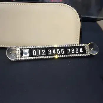 

Rhinestone Sucker Car Temporary Stop Magnetic Phone Number Parking Card Plate