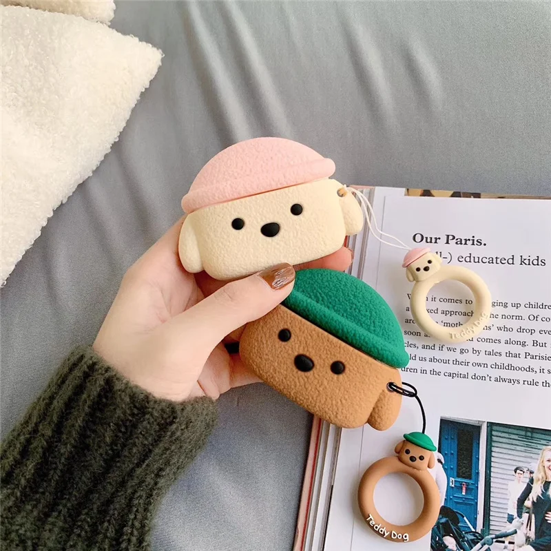 

Teddy dog silicone headphone case for apple airpods Pro cover ring buckle wireless bluetooth earphone for airpod Pro air pod hat
