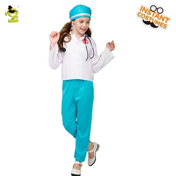 

Carnival Girl Doctor Fancy Dress Purim Party Cosplay Child White Doctors Clothing for Halloween Kid Costume