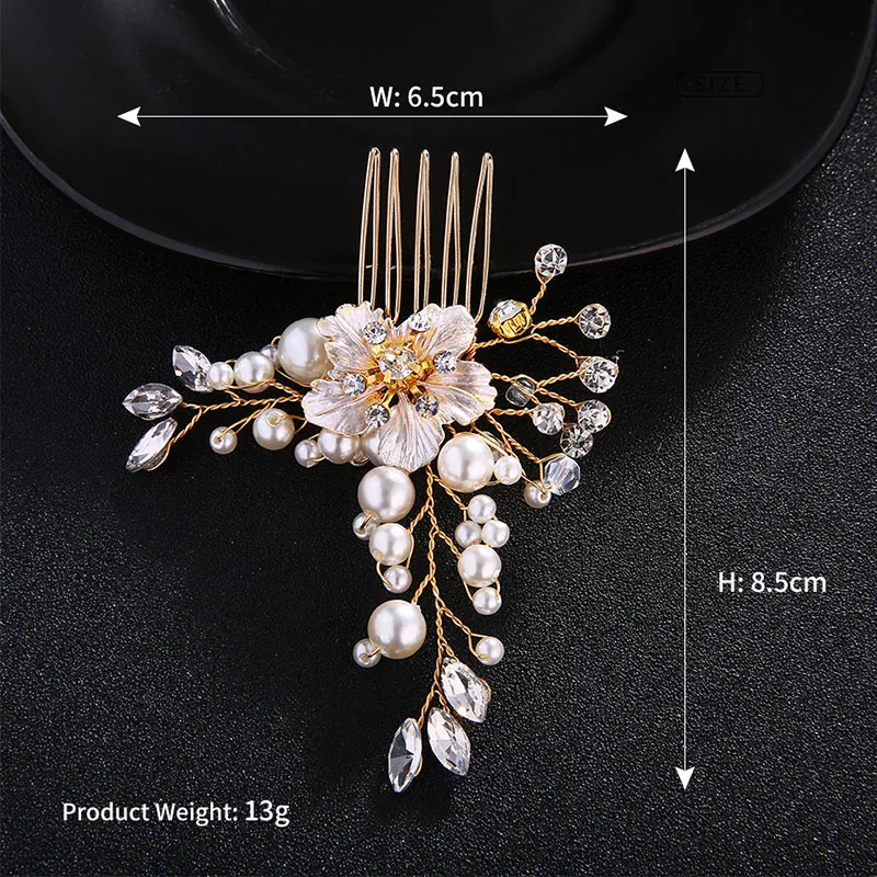 QYY Flower Hair Comb Crystal Handmade Bridal Headpiece Rhinestone Hair Accessories for Women Wedding Jewelry Bride Headwear Gift