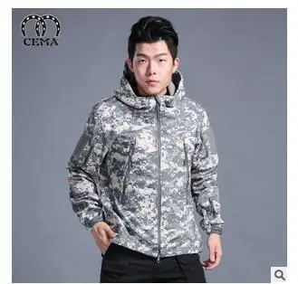 

Free shipping, New shark skin jacket camouflage fleece thick tactics of men's outwear Hoody winter warm Jacket