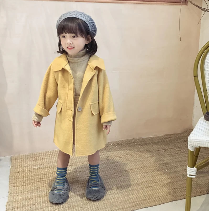 Шерстяное пальто в Корейском стиле для мальчиков и девочек, зимняя модная детская куртка, детская одежда, От 1 до 6 лет