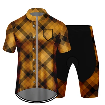 

WAMNI Lattice Short Sleeve Cycling Jersey Set Men Unique Cycling Polyester 3D Quick drying Bike Team 2020 Men Mountain