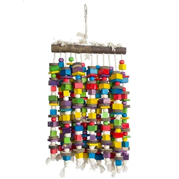 

Large Bird Parrot Chewing Toy Multicolored Wooden Blocks Bird Tearing Toys Suggested for Macaws Cokatoos
