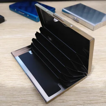 

Gift Black Travel Protector RFID Blocking Card Holder Stainless Steel Wallet Anti-theft Case Business Slim Multifunction