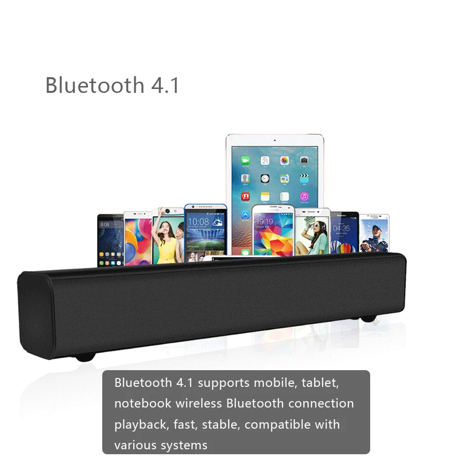 Домашний ТВ ПК Bluetooth Саундбар динамик Портативный беспроводной сабвуфер 3D объемные колонки HiFi AUX Интерфейс воспроизведения ответ на телефон