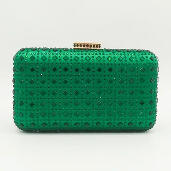 

2019 Brand New Crystal Evening Green Clutch Verde Bag Women Diamond Cocktail Party Chain Wedding Bag