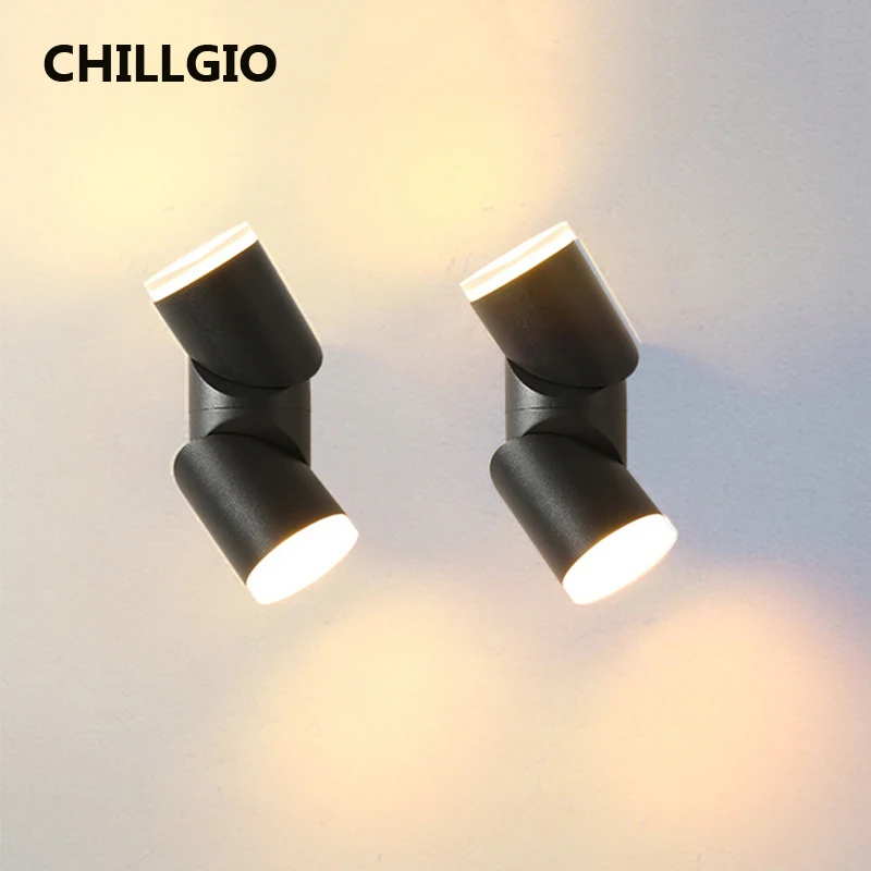 CHILLGIO Rotatable LED Wall Lamps Outdoor Waterproof Garden Home Decoration Exterior Adjustable Indoor Acrylic Aluminum Lighting 7w installation is convenient flexible foldable rotatable led downlight for indoor lighting