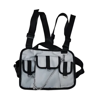 

Men's and women's chest frame bag cross shoulder hip hop adjustable strap multifunctional