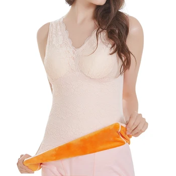 

Chau Lui winter warm vest velvet lace sexy romantic V-neck windproof cold vest body shaping underwear