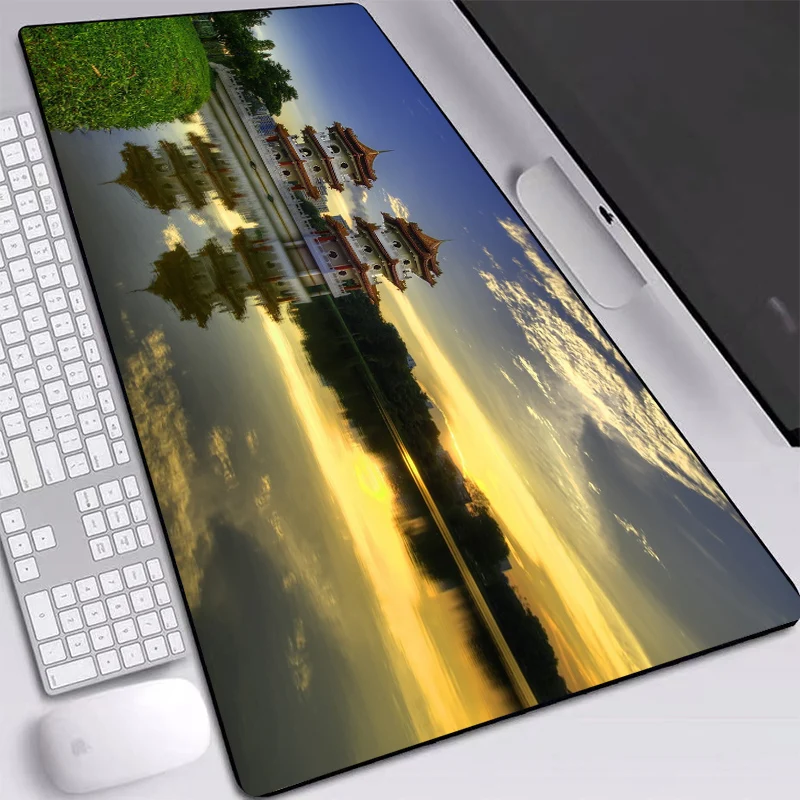 Большой коврик для мыши MRGBES City Water Grass Photo Precision Hemming Nature противоскользящие