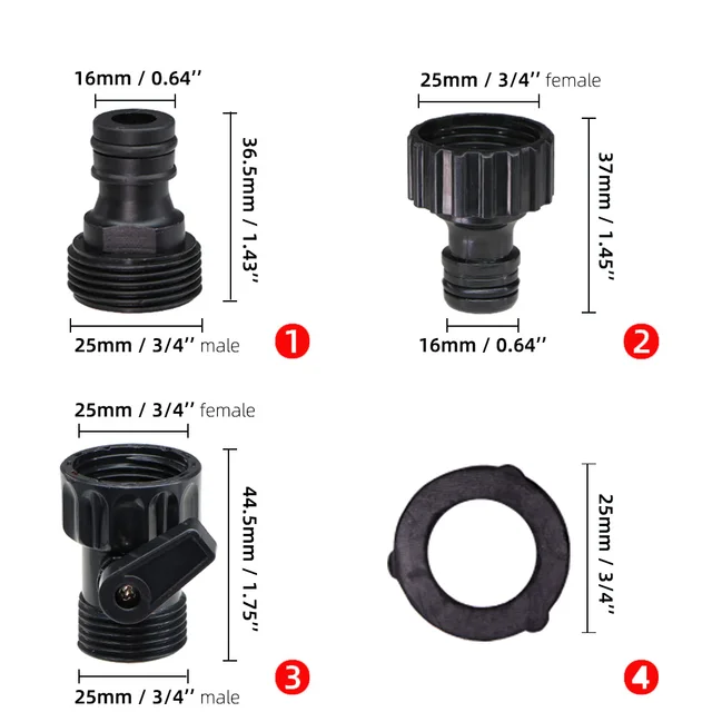 Műanyag Kerti Tömlő 3/4 Hüvelykes Női Hím Csatlakozó Javító Szerkesztőkészlet, Kizáró Szelepgumi Tömítés A Tömlővíz -Adapterhez - Image 3