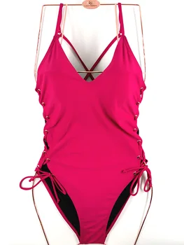 

2020 new solid color bikini bikini suit push-up style Garnet