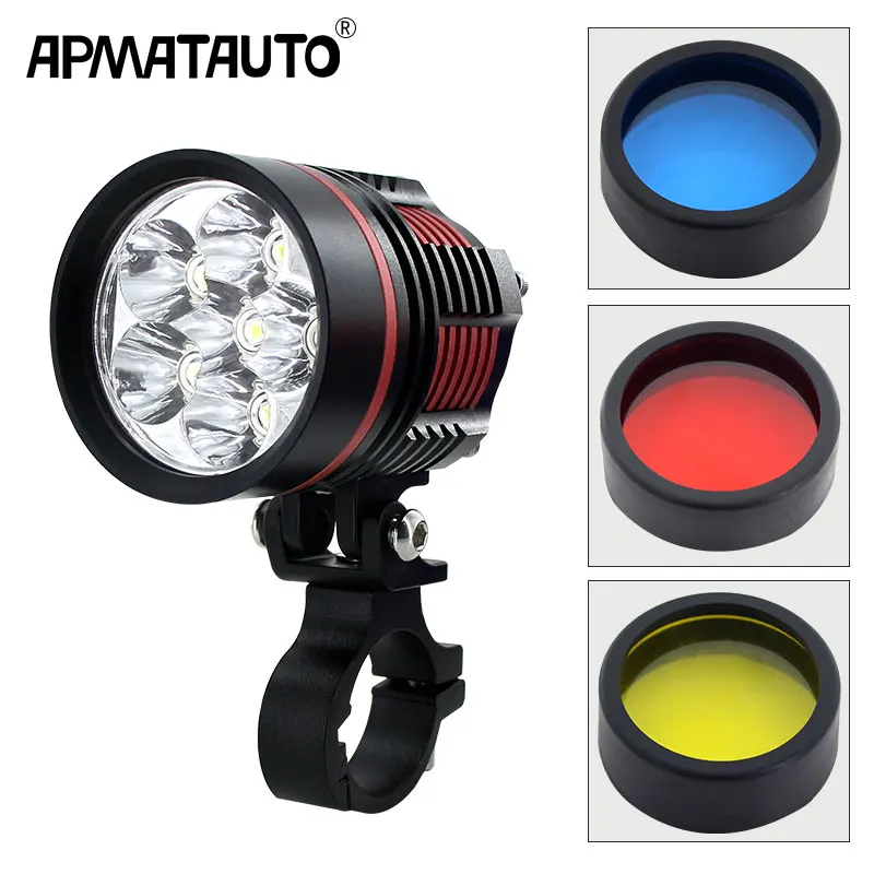 2pcs Motorcycle Headlights 60W 12000LM 6000k led chips Motorbike Spotlight add Color changing lamp cover white/yellow/Red/Blue