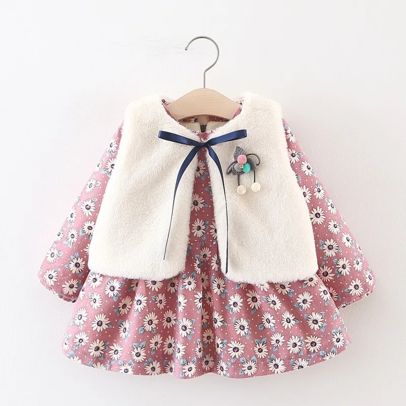 Платье для девочек, весенне-осеннее платье принцессы с цветочным рисунком, брендовая одежда для девочек, детская одежда, милое повседневное стильное платье для маленьких девочек