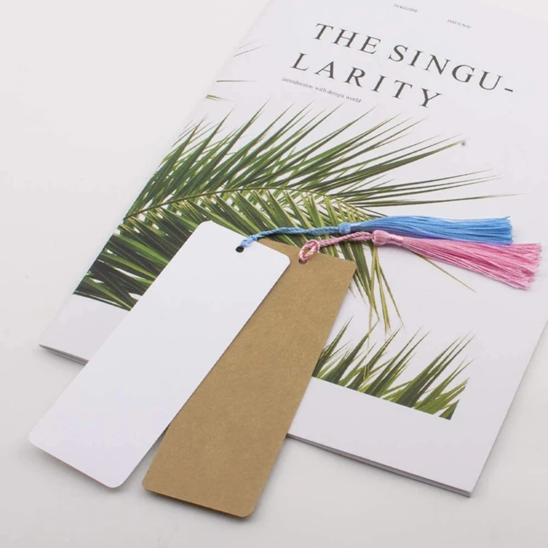 Set of 120 Kraft Paper Bookmark Blank Cardstock Bookmark Kit with 60pcs Colorful Tassel Pendant Ideal for DIY Projects
