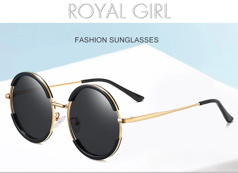 ROYAL GIRL Ретро Классические винтажные круглые поляризованные солнцезащитные очки для женщин, фирменный дизайн, солнцезащитные очки с металлической оправой, очки для вождения ss489