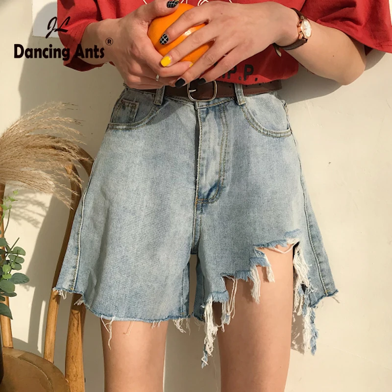 

Women Plus-Size Shorts Loose A-line Wide-leg High Waist Jeans Short Korean Style Solid Streetwear Women Denim Shorts 2020 Summer