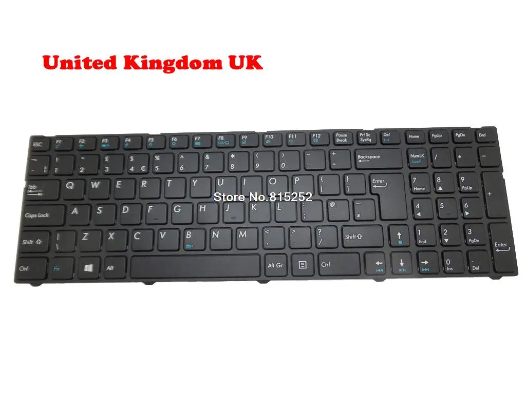 

Laptop Keyboard For Medion AKOYA P7631T MD98585 MD98586 MD98587 MD98588 MD98589 Black With Frame UK United Kingdom/BE Belgium