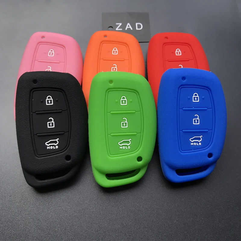 

ZAD Silicone car key case cover FOR Hyundai TUCSON ix25 i30 MISTRA ACCENT IX35 SOLARIS 2017 3 buttons smart key car accessories