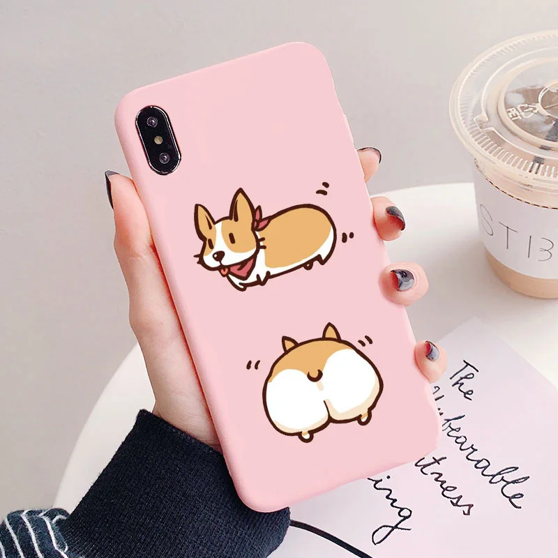 Corgi Butt Puppy Прекрасный чехол для телефона с рисунком в виде животного Розовый цвет мягкий чехол для iPhone Xs 8 7 6 Plus XS MAX XR силиконовый чехол