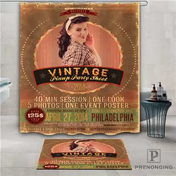 

Custom Image of pin-up (1) Waterproof Shower Curtain Doormat Home Bath Bathroom Polyester Fabric Multi Sizes#2019-1-05-64