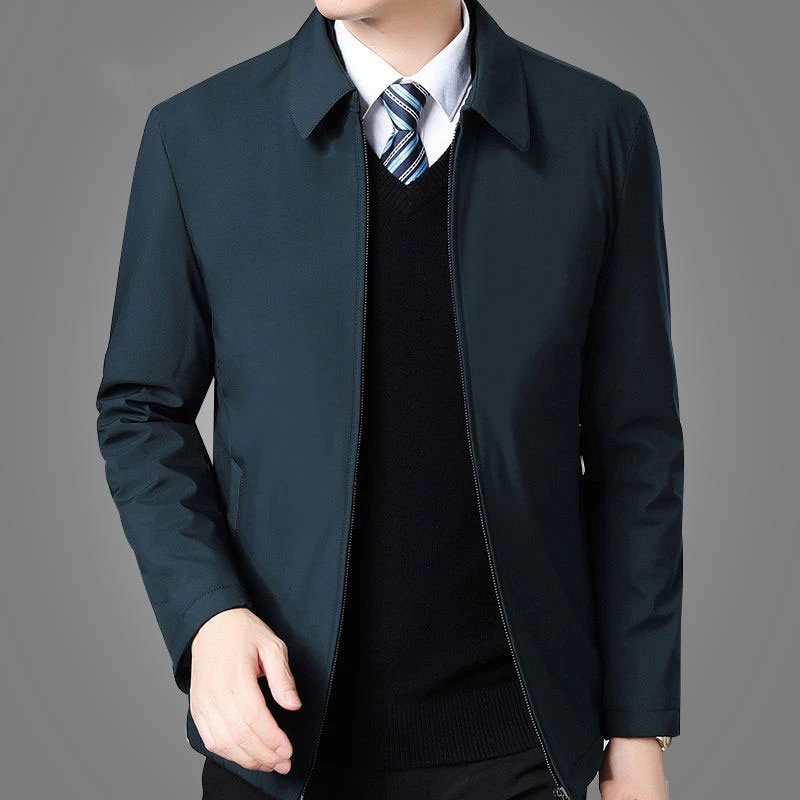 Men's jacket with turn down collar, long sleeves and side pocket-2