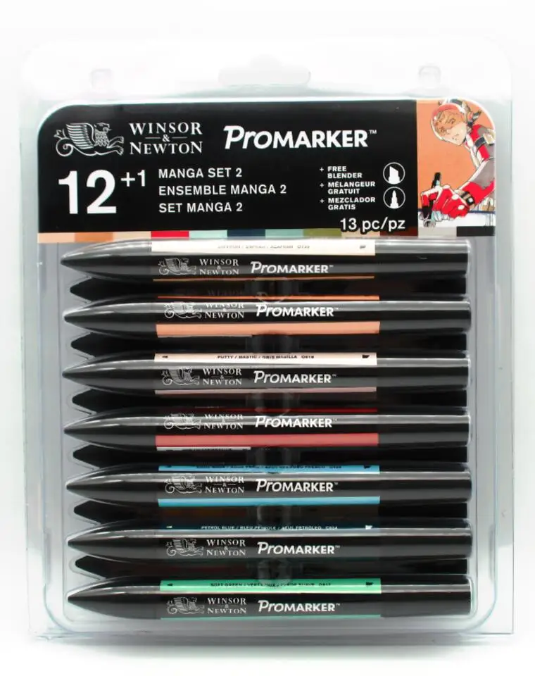 Фломастеры Winsor& Newton Promarker с двумя наконечниками, 6 цветов и 12 цветов, кисть для художника-блендера - Цвет: 12 Manga 2