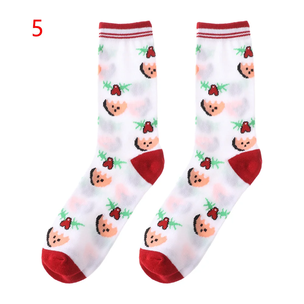 Осенне-зимние женские рождественские носки милые толстые носки с героями мультфильмов длинные хлопковые носки новогодний Санта Клаус Рождественский подарок с изображением снежного лося - Цвет: 5