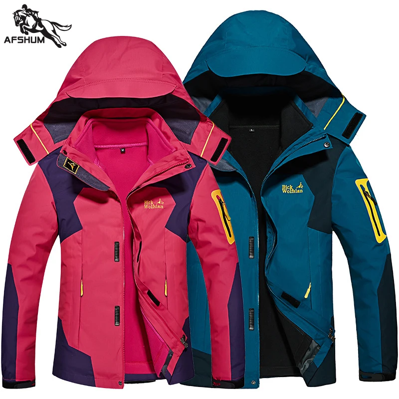 winter coat Mens Women parka Splicing lapels jackets Plus velvet warm coats Liner+jacket Camouflage windbreaker Hooded roupas