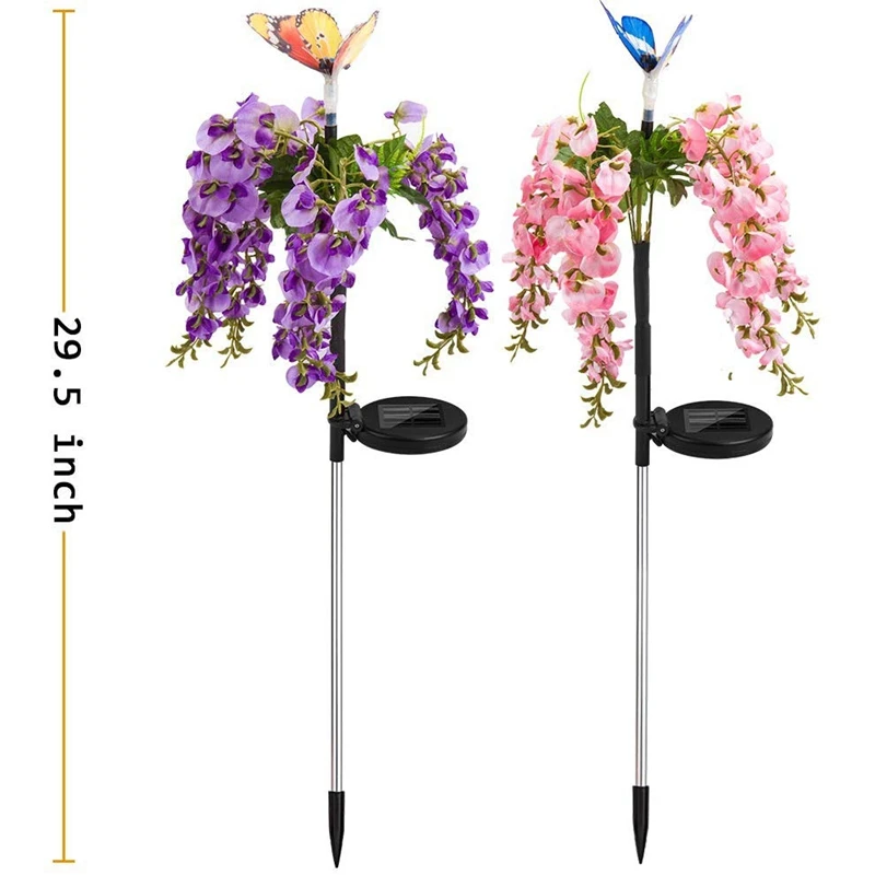 HOT-2 Pcs Solar Garden Lights Outdoor Christmas Butterfly LED Solar Powered Landscape Lights for Pathway Yard Patio Deck Walkway