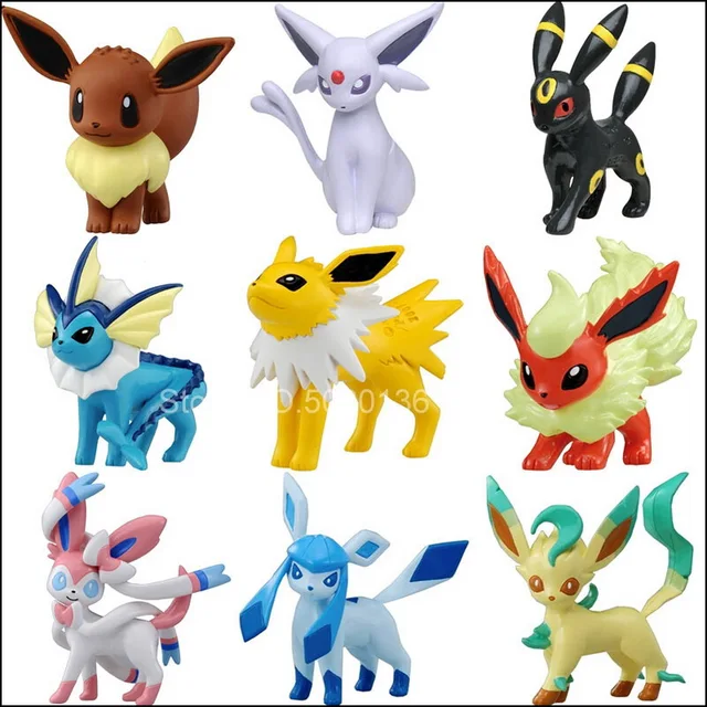 Em promoção! Original Pokemon Brinquedo Batalha Recurso Figuras 3 Pack  Eevee Evolução Da Família De Bonecas