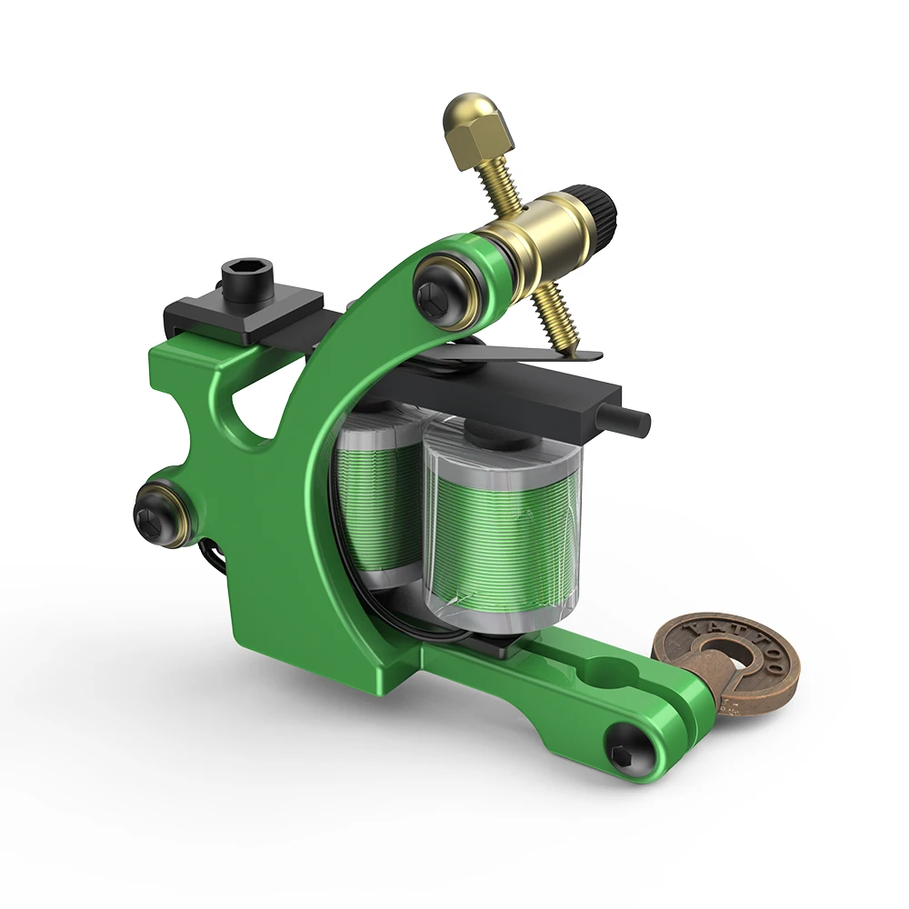 

Hot Sales Wire Cutting Handmade carbon steel Wrap Coils Tattoo Machine For Liner And Shader Green Color Iron Tattoo Supplies