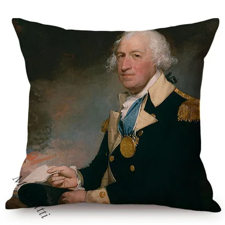 Oil Painting Art Great Celebrity General Costume Equestrian Portrait Design Sofa Throw Pillow Case Home Decorative Cushion Cover K165-4
