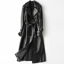 Aliexpress - Winter Long Black High Quality Sheepskin Real Leather Coats with Sashes Turn-down Collar Business Attire Jacket Coat Outerwear