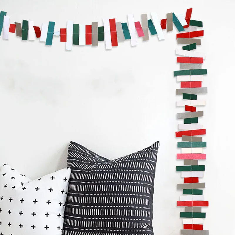 Colorful Strip Banner Paper Garland String Chain Bunting For DIY Wedding Birthday Decor Christmas Xmas Kids Party Favor Supplies