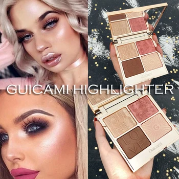 

GUICAMI 4 Colors Highlighter Palette Face Contouring Makeup Face Brightener Concealer Highlighter Primer Bronzer Face Cosmetics
