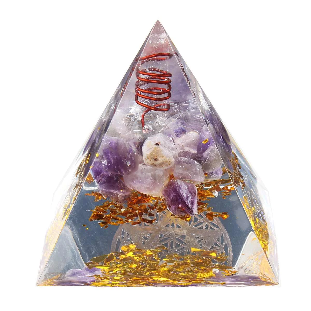 5,5-6,5 см Orgonite, улучшенная удача, помощь бизнесу, природный кристалл, энергия, Orgone, пирамида, процесс украшения, смола, подарок на удачу - Цвет: A