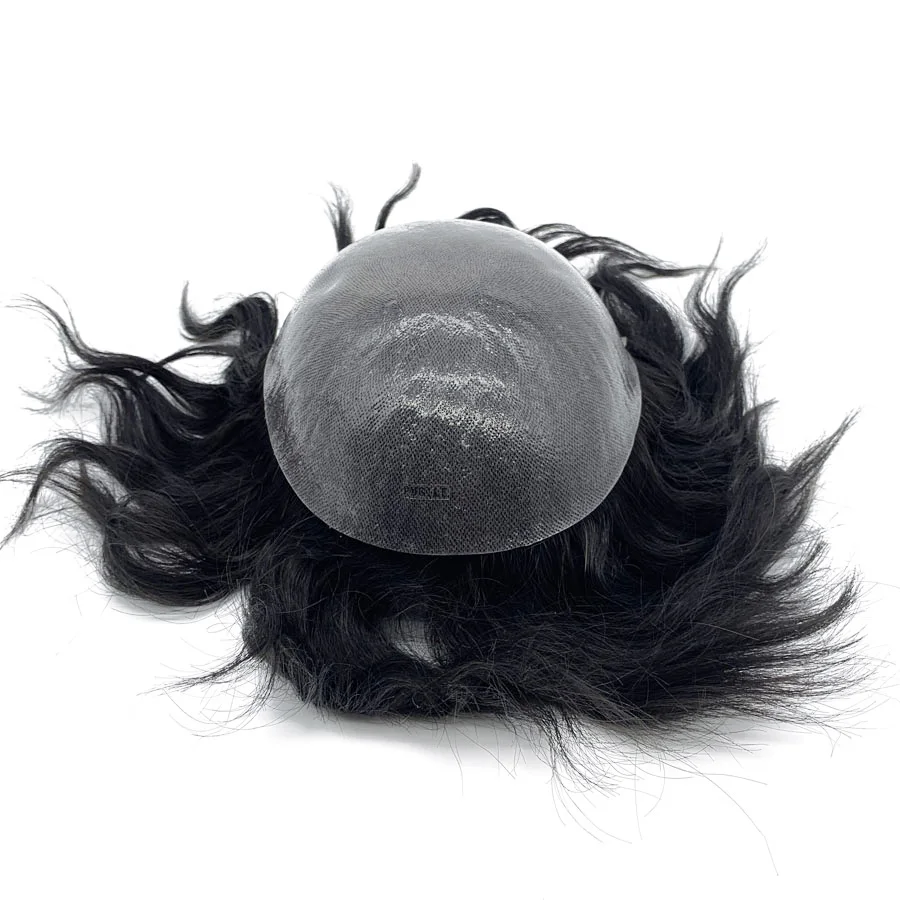 Top Quality Double Knot Skin Base Soft Touch Indian Remy Human Hair Strong Knot Mens Toupee