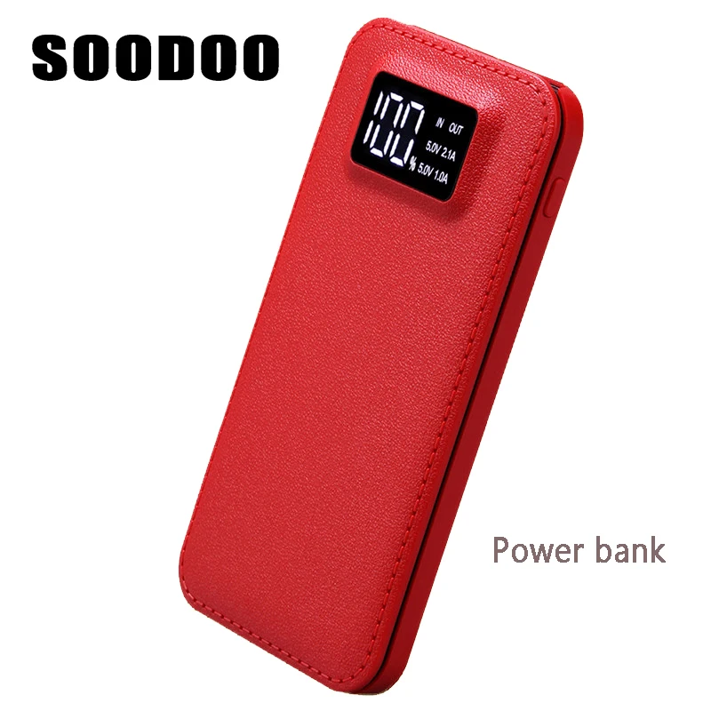 

SOODOO for Xiaomi MI Iphone XS Max 7 8 10000mah Power Bank External PoverBank 2 USB LCD Powerbank Portable Mobile Phone Charger
