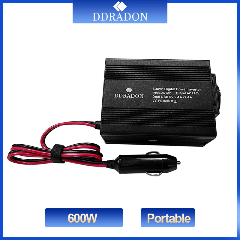 600W Auto Power Inverter Dc 12V Naar Ac 110V/220V Dual Usb Auto Adapter Converter auto Charger Gemodificeerde Sinus Eu Socket