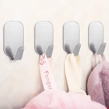 

1/4pcs Wall Hanger Stainless Steel hooks Holder Kitchen Bathroom Cabinet Clothes Hanger Organizer Holder