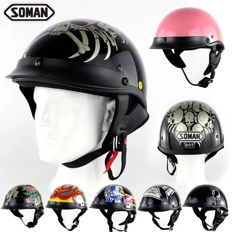 Мотоциклетный шлем для электрического велосипеда Harley-Skeleton Cool Half Helmet открытый шлем безопасности для верховой езды Летний шлем